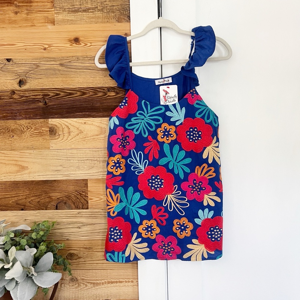Floral Print Women's Top - Blue, Red, Green